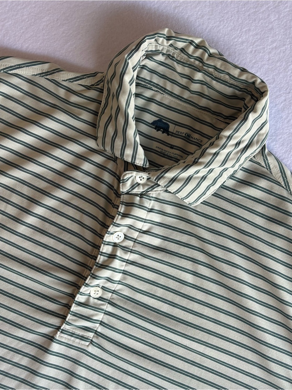 Onward Reserve Performance Green/White Striped Polo Shirt Men’s M Short Sleeve